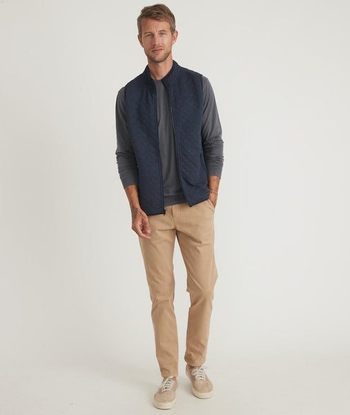 Marine Layer Corbet Full Zip Vest in Navy Heather