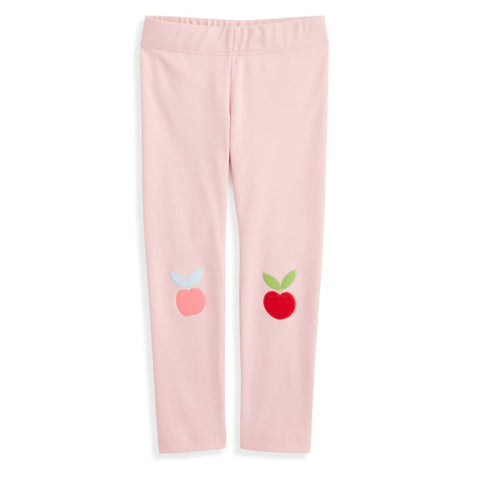 Bella Bliss Applique Pima Leggings Pale Pink W/ Apples