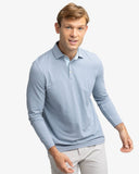Southern Tide Mens Long Sleeve Ryder Ridgeway Stripe Performance Heather Polo in Dress Blue
