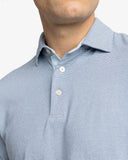 Southern Tide Mens Long Sleeve Ryder Ridgeway Stripe Performance Heather Polo in Dress Blue