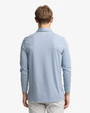 Southern Tide Mens Long Sleeve Ryder Ridgeway Stripe Performance Heather Polo in Dress Blue