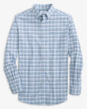 Southern Tide Men's Long Sleeve Coastal Passage Patton Plaid Sportshirt in Dream Blue