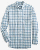 Southern Tide Mens Longsleeve Beach Flannel Howland Plaid Heather Sportshirt in Mountain Spring Blue