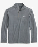 Southern Tide Boys Cruiser Heather Micro Stripe 1/4 Zip in Heather Shadow Grey