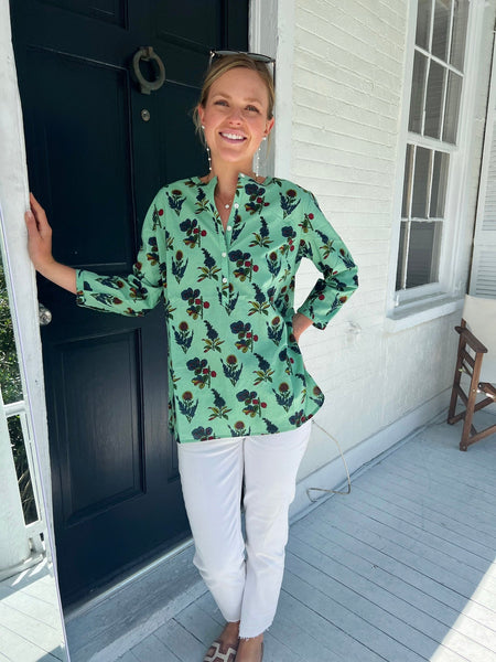 Madison Mathews Diane Shirt In Seaglass Green