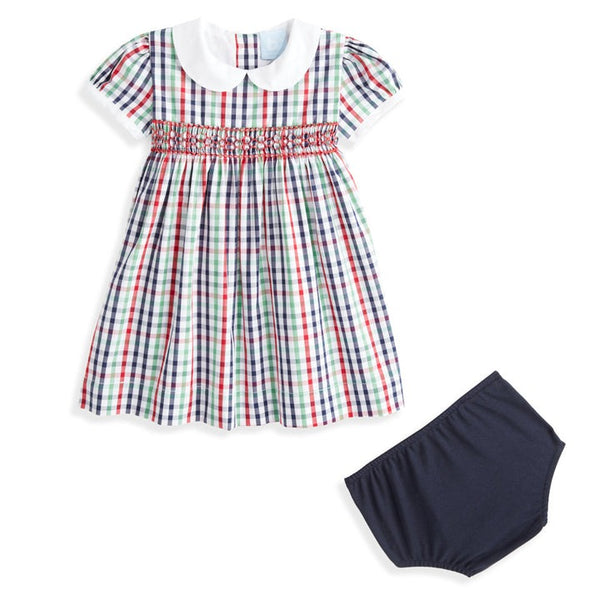 Bella Bliss Puff Sleeve Smocked Dress in Reagan Plaid