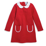 Bella Bliss Long Sleeve Petal Dress in Red French Terry