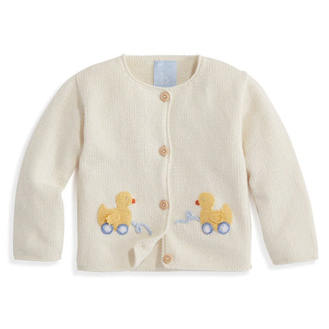 Bella Bliss Applique Duckie Cardigan In Ivory