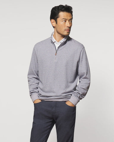 Johnnie-O  Skiles Striped 1/4 Zip Pullover In Light Grey