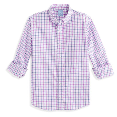 Bella Bliss Button-down Shirt In Peri/Purple Check