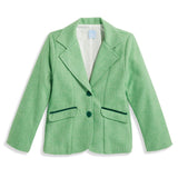 Bella Bliss Velvet Trim Bridget Blazer In Green Herringbone