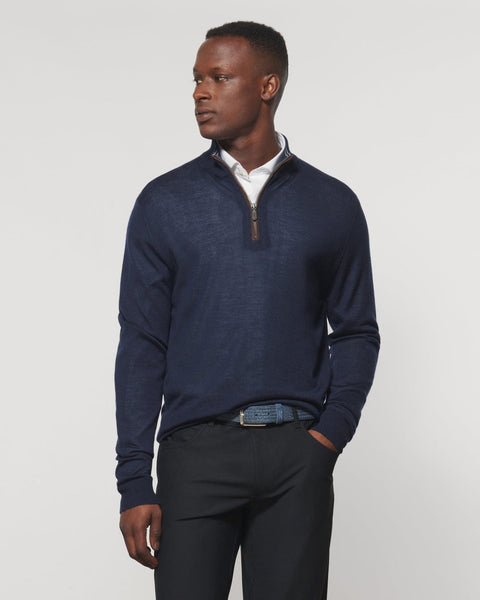 Johnnie-O Baron Wool Blend 1/4 Zip Pullover In Twilight