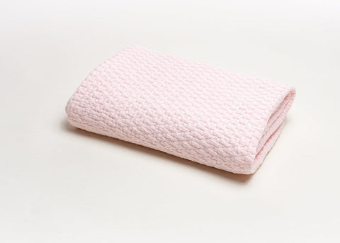 A Soft Idea Baby Stonewashed Basket Weave Blanket with Binding In Pink