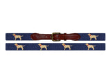 Smathers & Branson Yellow Lab Needlepoint Belt in Classic Navy