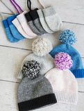 Stripe Pom Pom Hat & Mittens in Juniper Multi